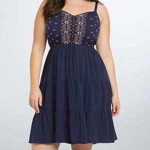 Torrid Navy Embroidered Challis Sundress! (Sz 3)